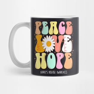 Graves Disease Awareness Peace Love Hope Groovy Mug